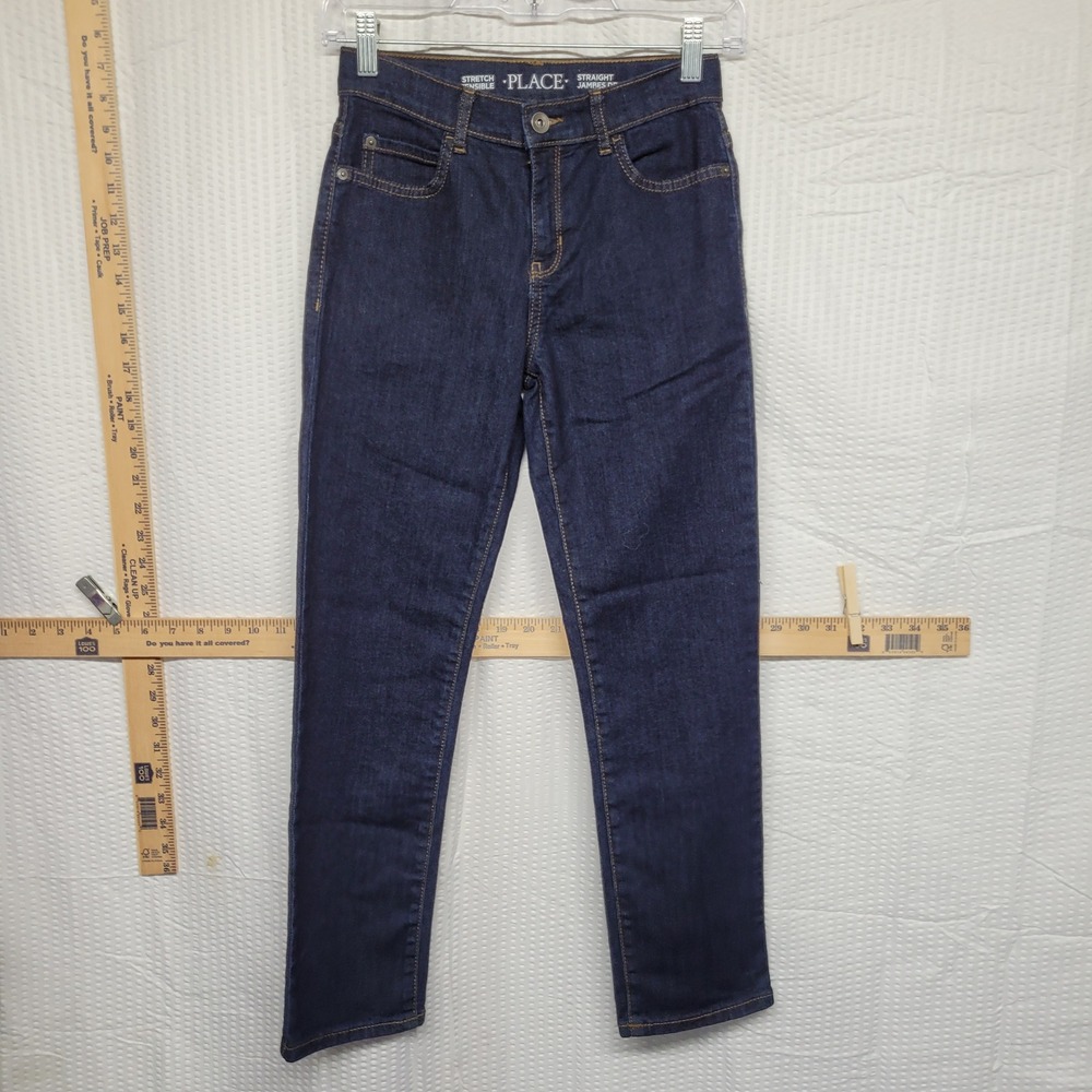 The Childrens Place Boys Straight Leg Stretch Jeans Dark Wash Size 10